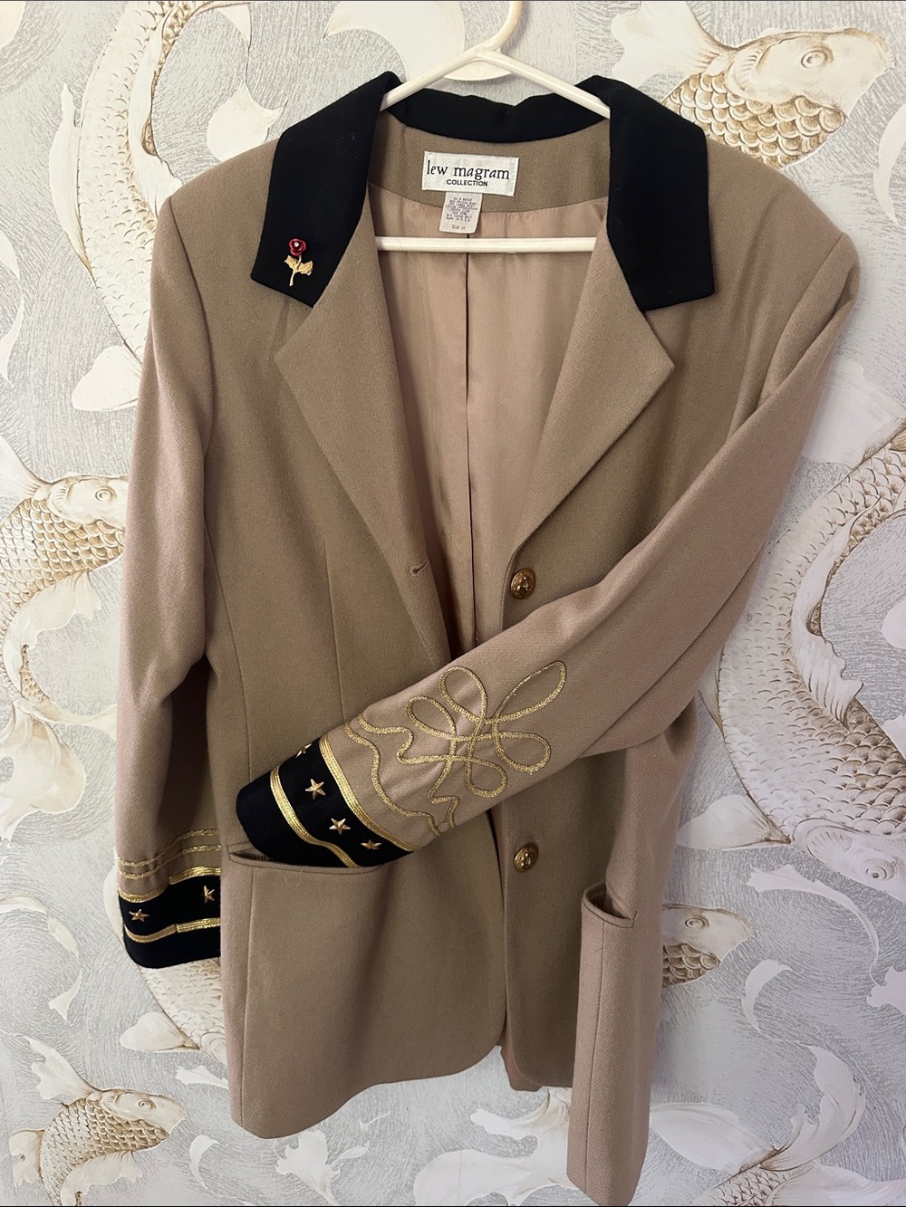 Lew Magram Taupe Blazer with Black Trim